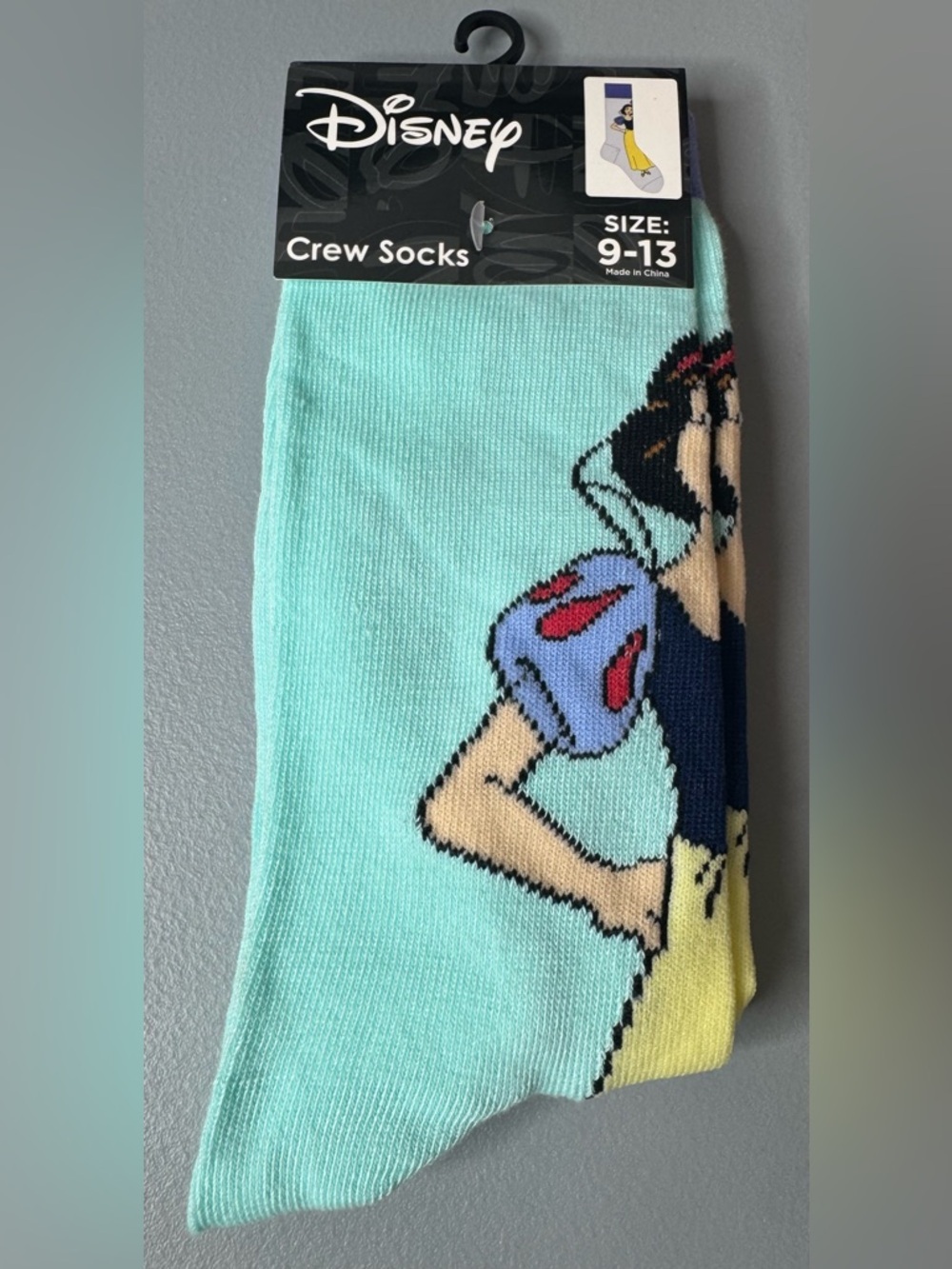 Disney pastel colored Snow White princess Crew Socks with whatever! Saying art